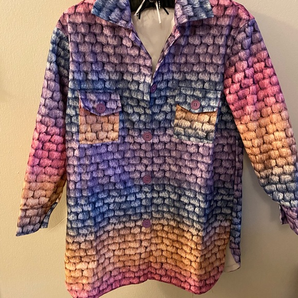 New multi color over cost button jacket - Picture 2 of 7